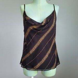 Vintage Silk Beaded Tank Top - Worth - women's bias cut cowl neck, 90's